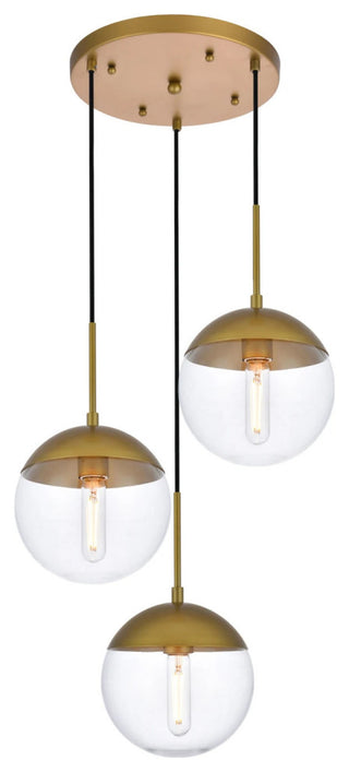 Elegant Lighting LD6069 Eclipse 3 Light 18"W Multi Light Pendant - Brass