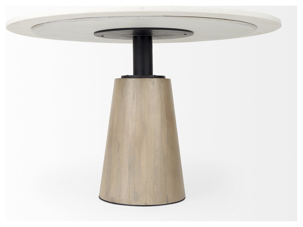 White Marble Mod Pedestal Dining Table