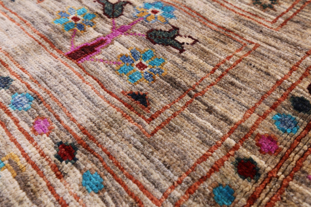 Handmade Persian Gabbeh Tribal Wool Rug 4' 0" X 6' 1" - Q12309