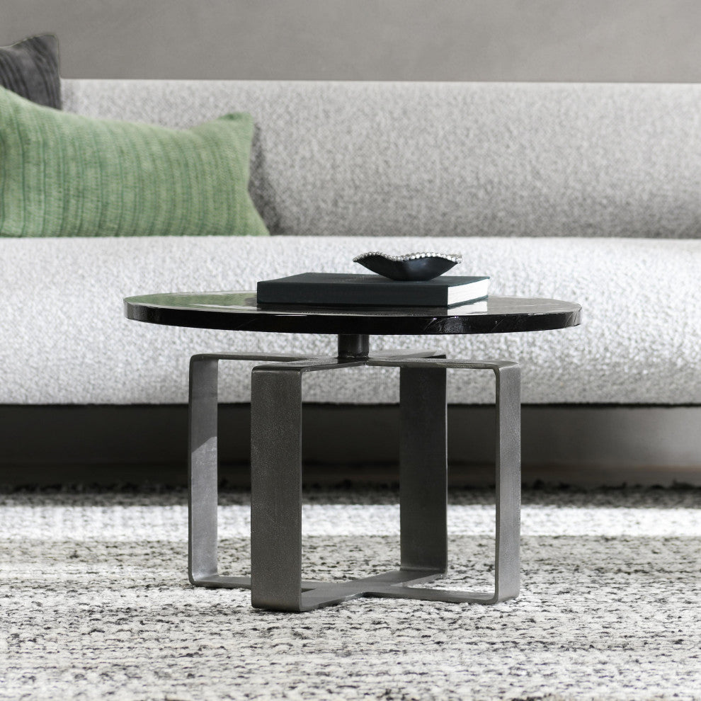 Kosas Home Keith 28" Glass Black Coffee Table