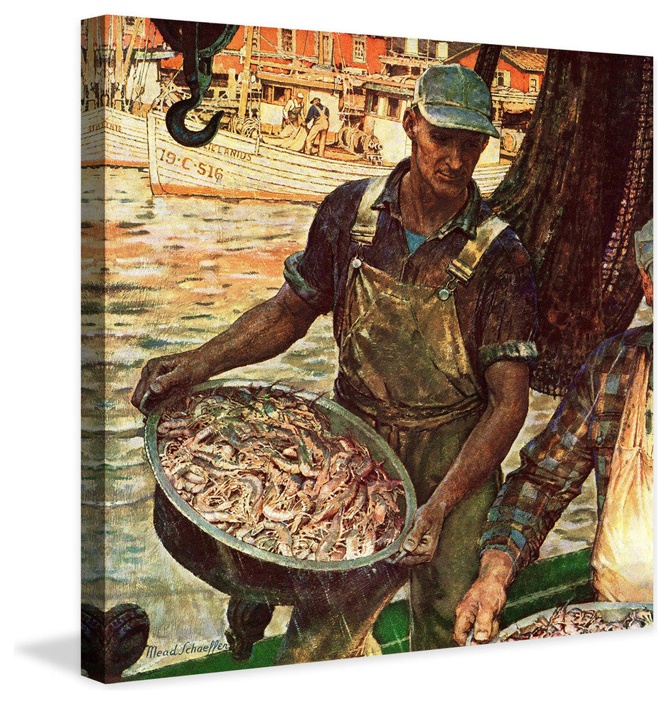 "Shrimpers" Painting Print on Canvas by Mead Schaeffer
