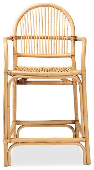 Tugera Modern Bohemian Natural Brown Rattan Counter Stool