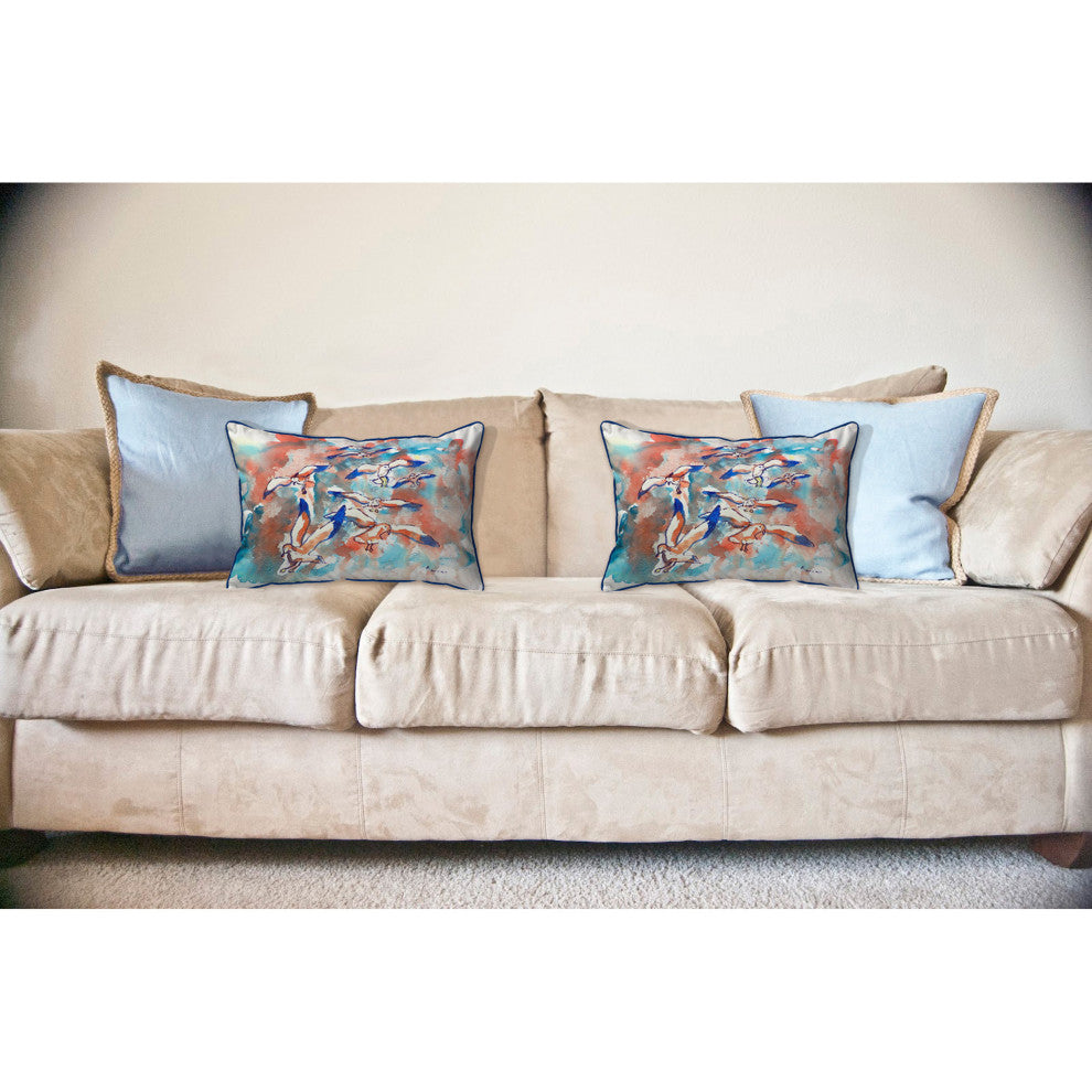 Gulls Flocking Large Indoor/Outdoor Pillow 16x20