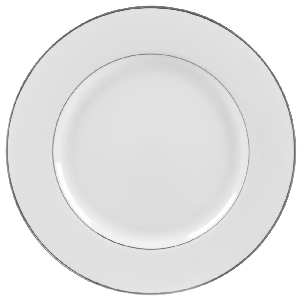 Double Line Dinner Plates, Set of 6, Silver
