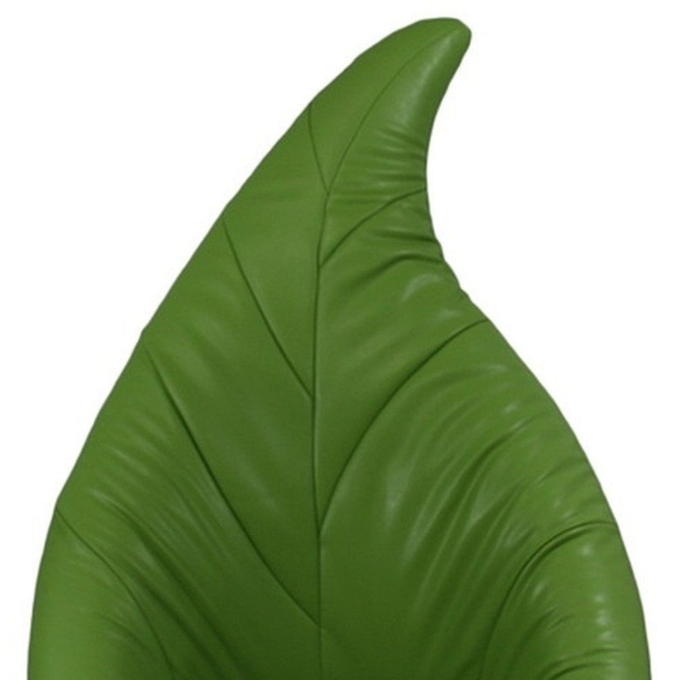 48" Green Faux Leather Leaf Back Swivel Armless Accent Chair