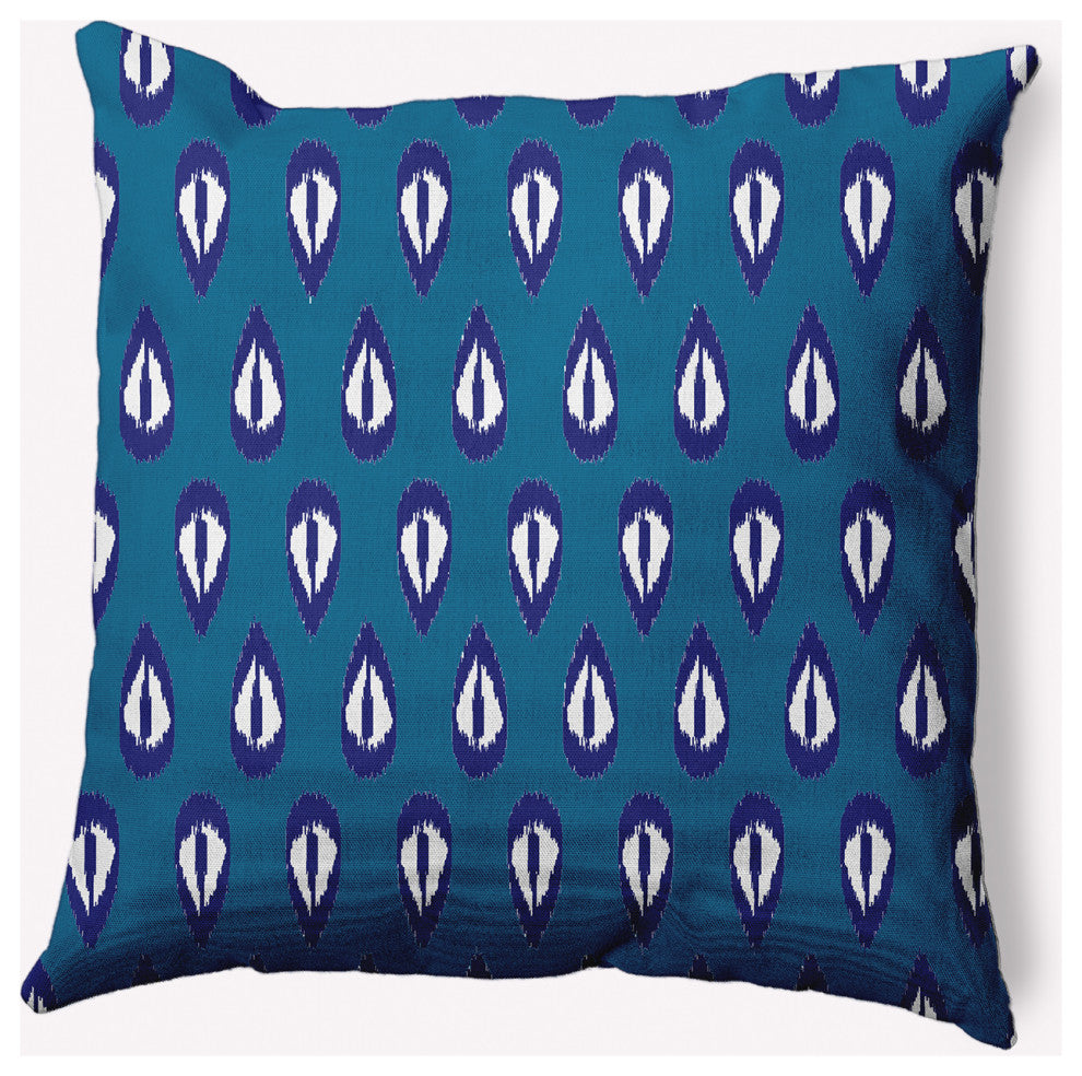 18" x 18" Ikat Tears Indoor/Outdoor Polyester Throw Pillow, Autumn Blue