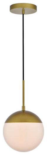 Eclipse 1 Light Pendant in Brass & Frosted White