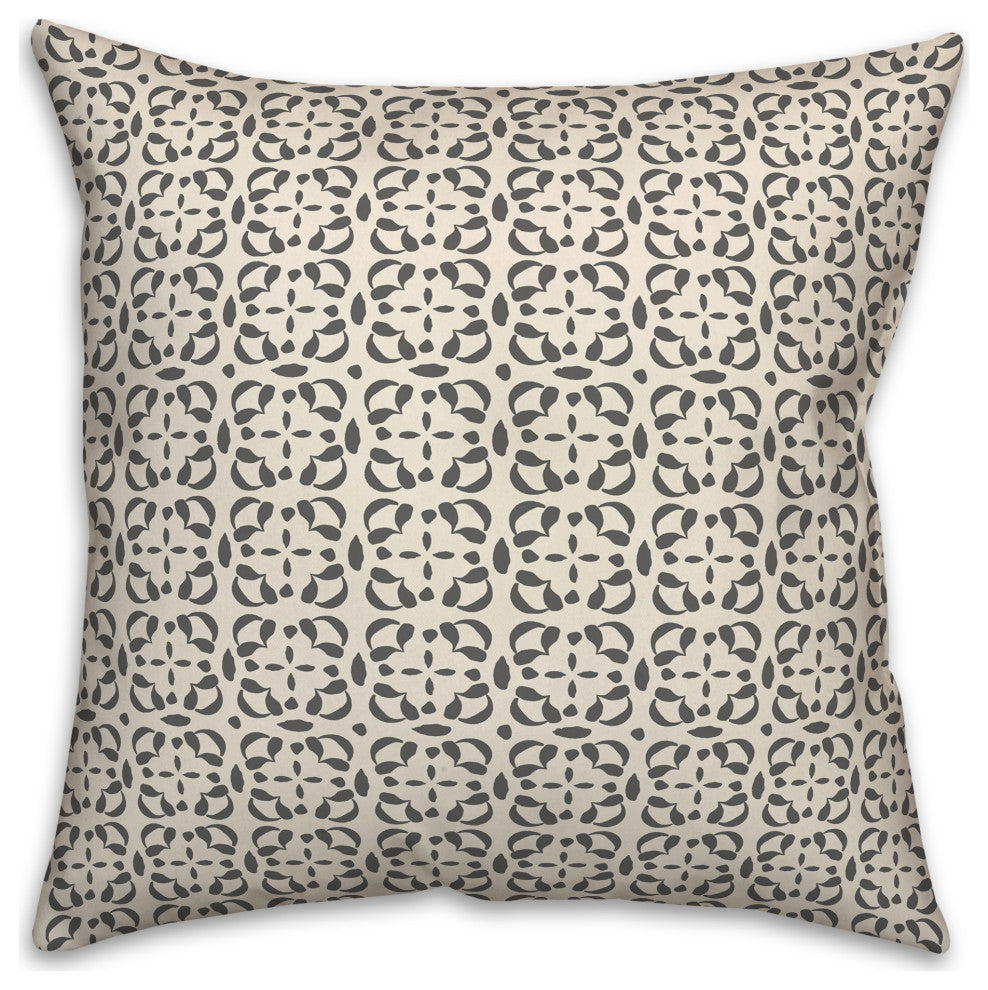 Gray Cream Tile 18x18 Spun Poly Pillow