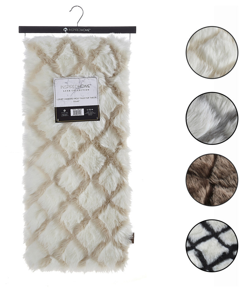 Inspired Home Cambree Throw Luxuriously Soft, Acrylic 50"x60", Beige