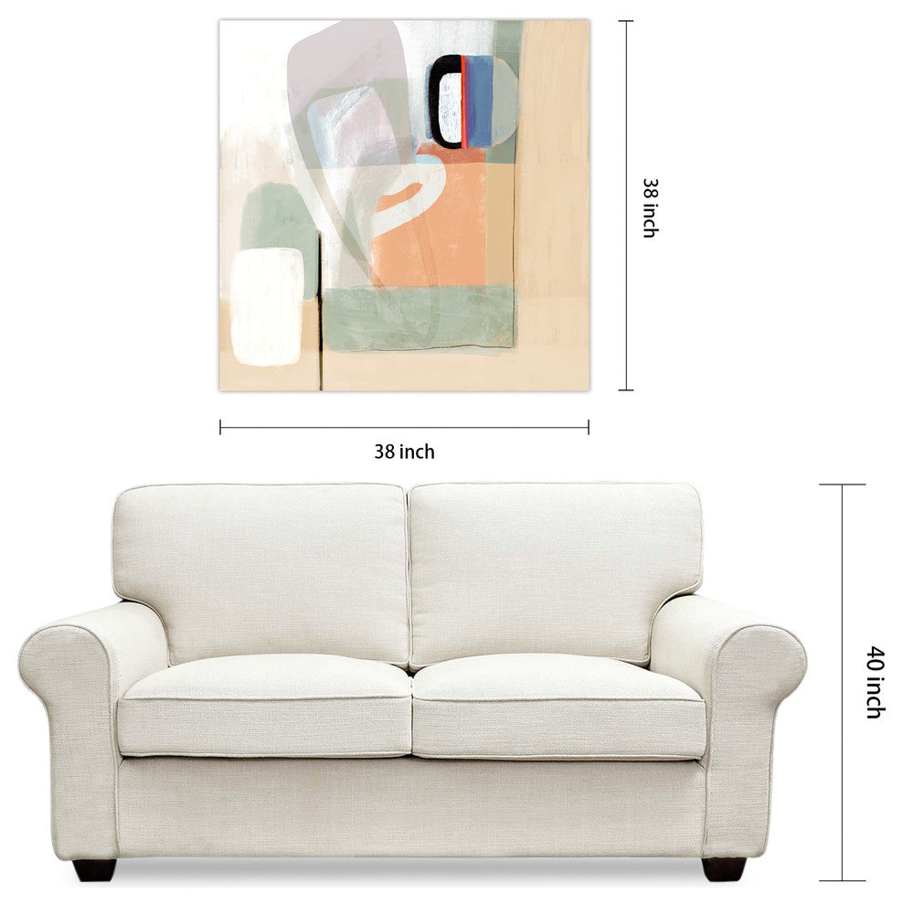 "Multiform I" Abstract Wall Art on Frameless Free Floating Tempered Glass