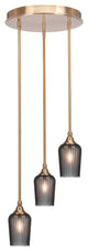 Empire 3-Light Cluster Pendalier, New Age Brass/Smoke Textured