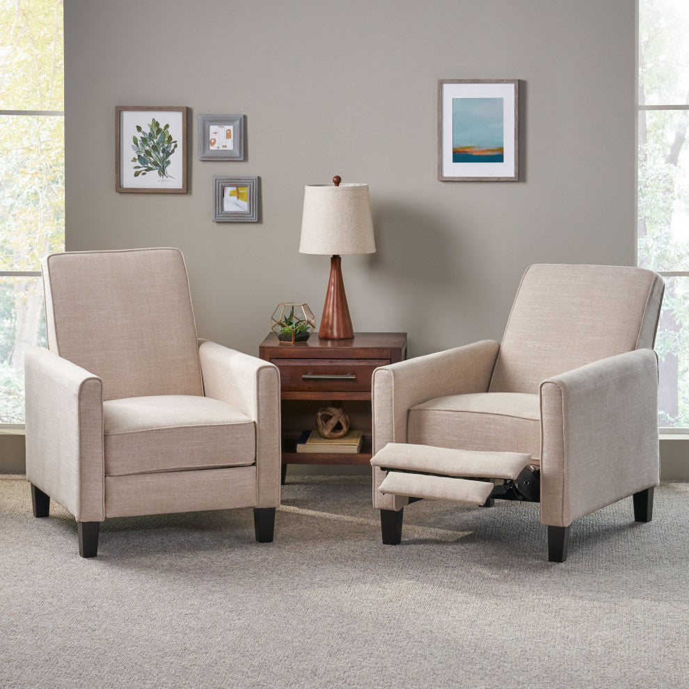 Susan Fabric Recliner, Set of 2, Beige and Dark Brown
