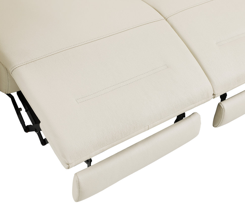 Arezzo Genuine Italian Leather Modern Loveseat, Beige