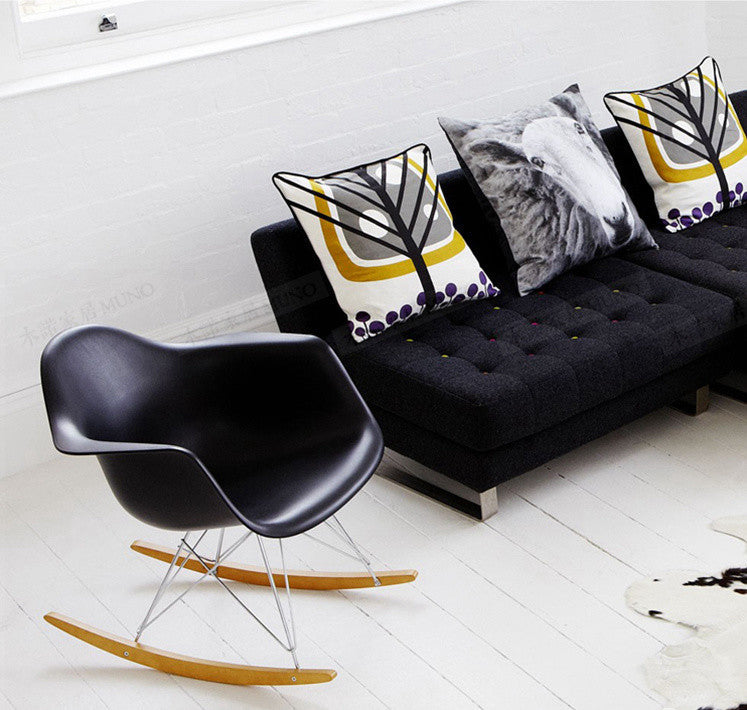 Paris Tower Modern Rocker Lounge Arm Chair, Black