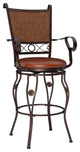 Bowery Hill 30" Traditional Metal/Faux Leather Swivel Bar Stool in Bronze
