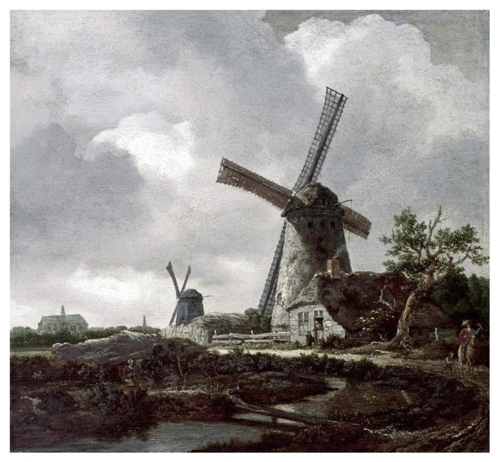 "Landscape with Windmills Near Haarlem" Print by Jacob Van Ruisdael, 32"x30"