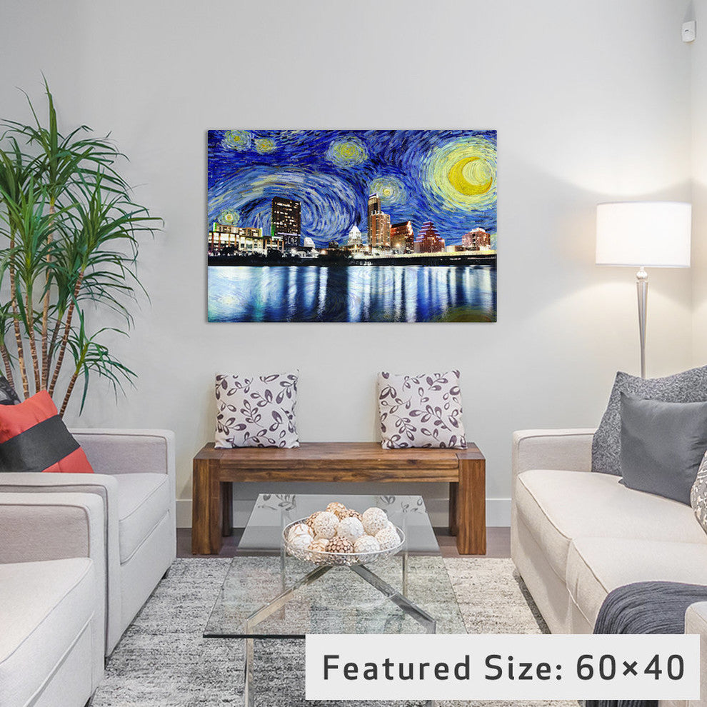 "Austin, Texas Starry Night Skyline" by iCanvas, 40x26x1.5"