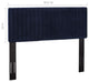 Contemporary Modern Bedroom King Size Headbaord, Velvet Fabric, Navy Blue