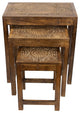 Set of 3 Walnut Brown Stackable Mandala Nesting Tables 24"