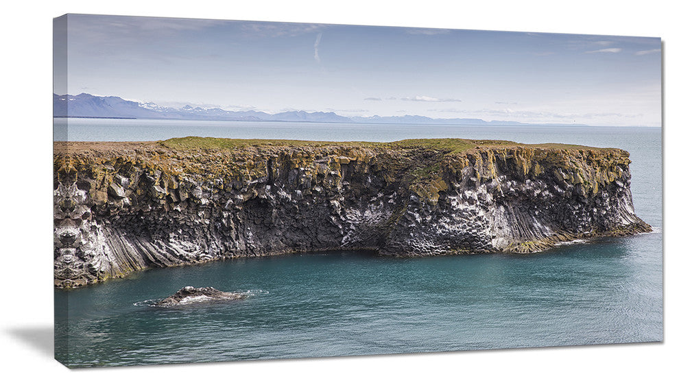 "Huge Rock in Coastline Panorama" Seashore Wall Art, 1 Panel, 60"x28"