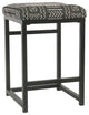 Metal Open Back Counter Stool with Fabric Upholstered Padded Seat, Black & White