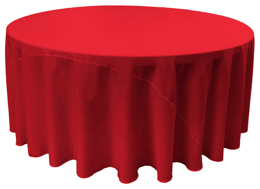 LA Linen Round Polyester Poplin, Red, 132" Round