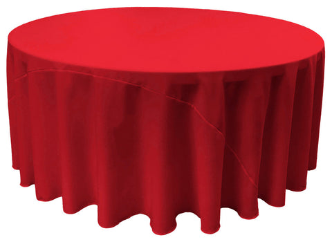 LA Linen Round Polyester Poplin, Red, 132