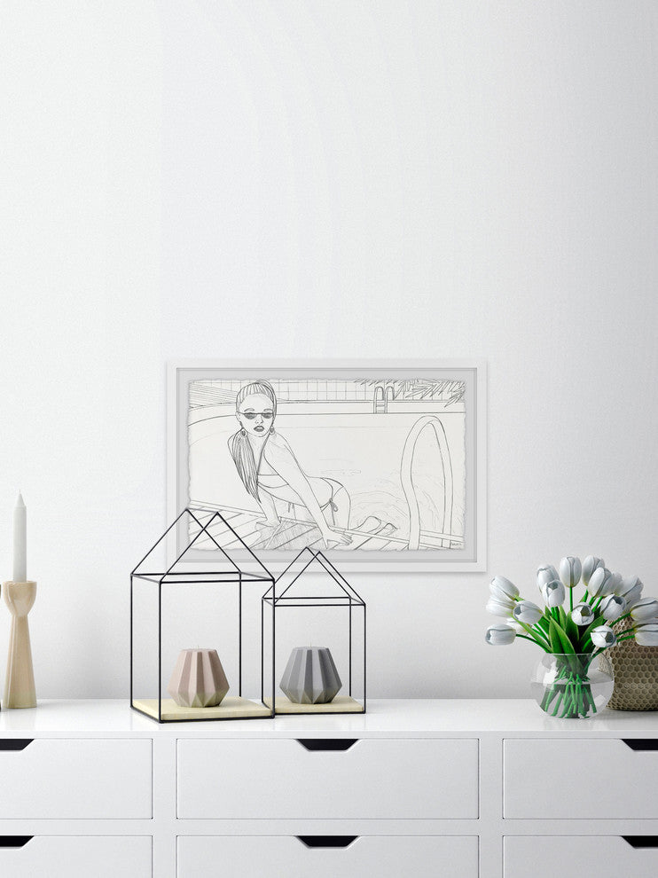 "Pool Love" Framed Painting Print, 45"x30"