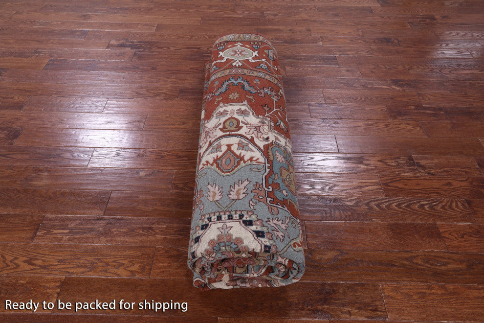 8' 10" X 12' 0" Persian Fine Serapi Hand Knotted Wool Rug - Q14701