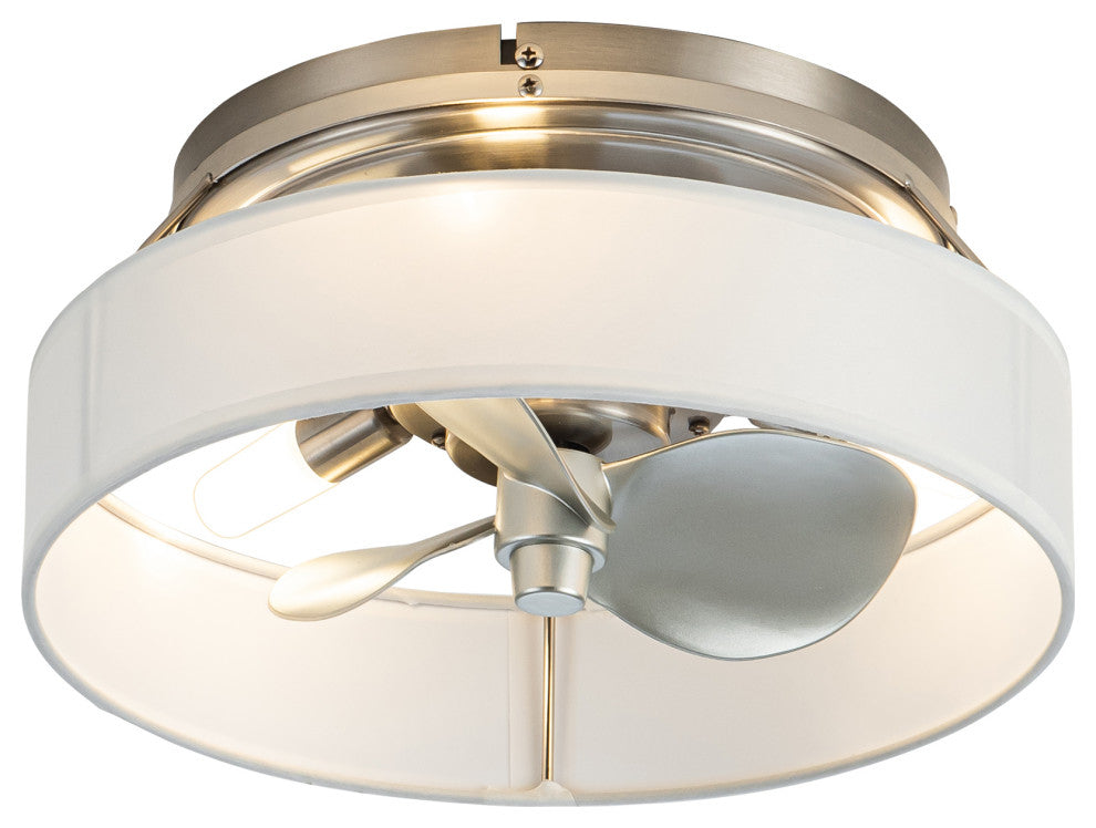 Whose Lamp 12.6-inch Modern Sand Nickel Small Flush Mount Ceiling Fan