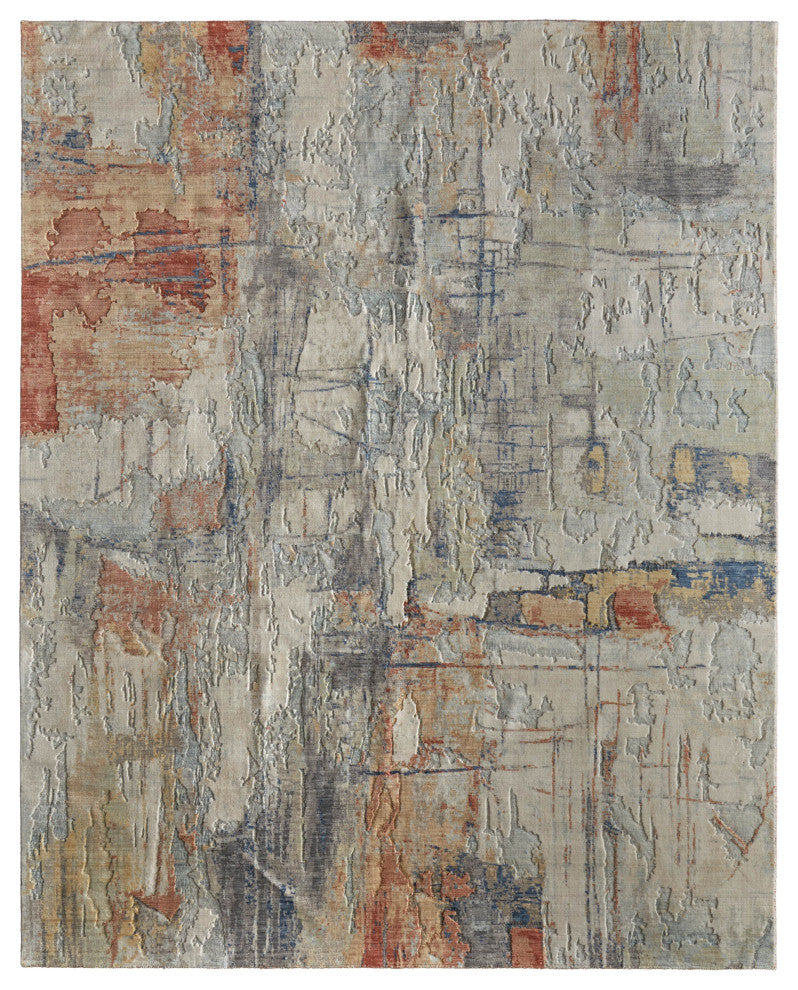 Jaxson 39PWF Modern/Industrial/BohemianArea Rug, Gray/Orange, 2'x3'