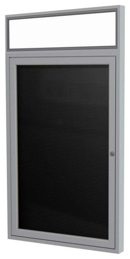 Ghent 36"x30" 1-Dr Silver Aluminum Headliner Fabric Letterboard Black