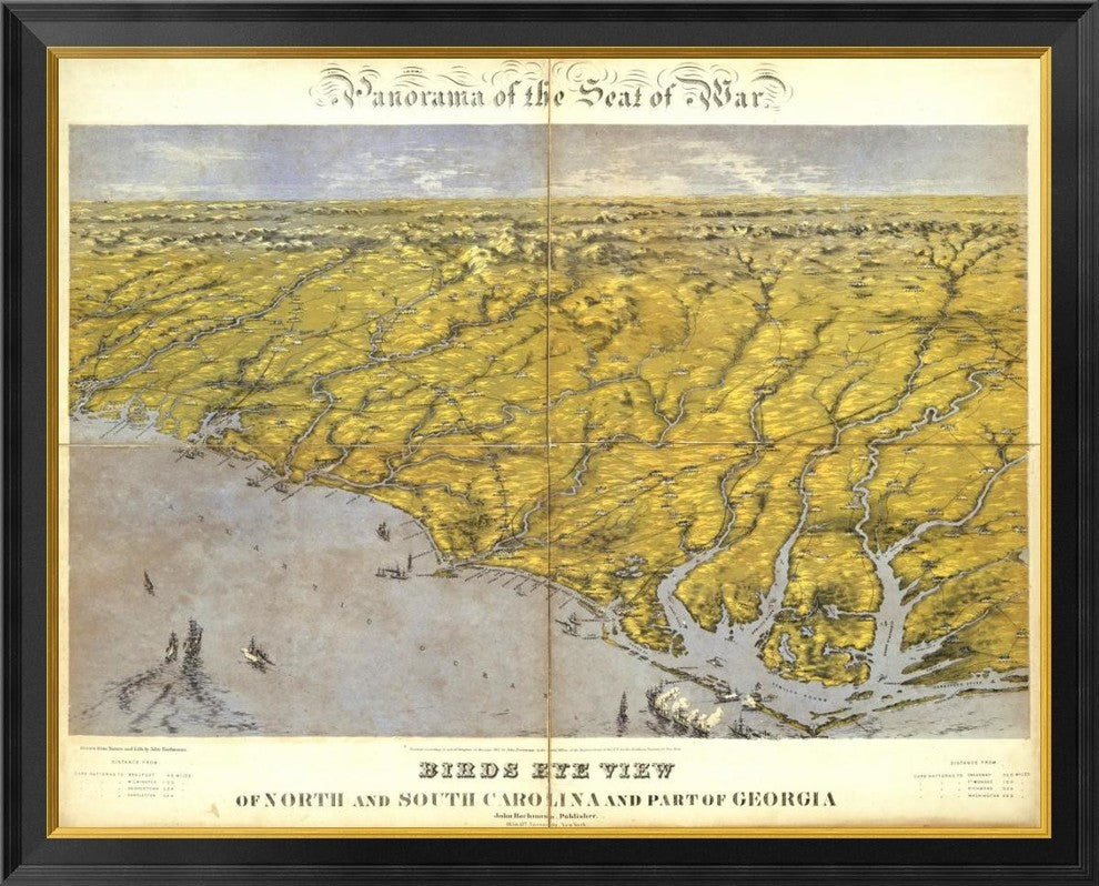 "North and South Carolina and Part of Georgia, 1861"  by John Bachmann, 40x32"
