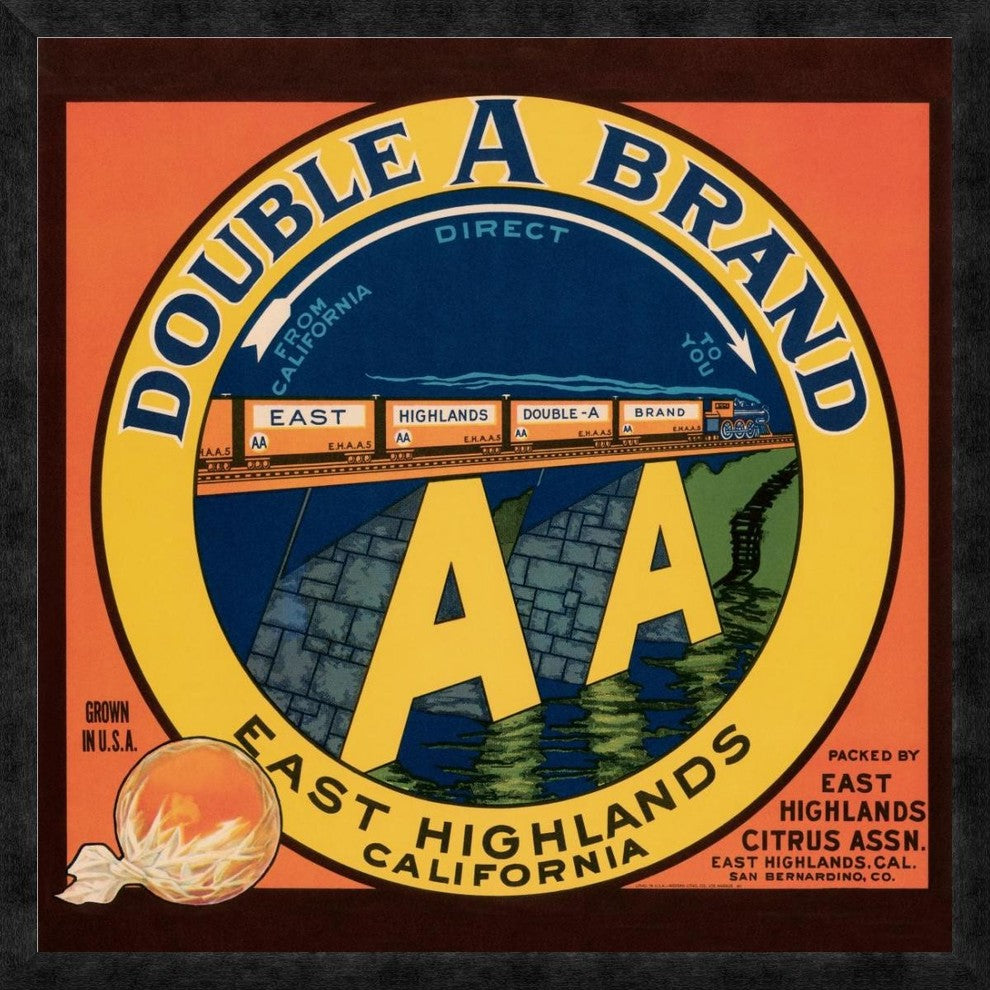 "Double A Brand Oranges" Framed Canvas Giclee by Western Litho., 32"x32"