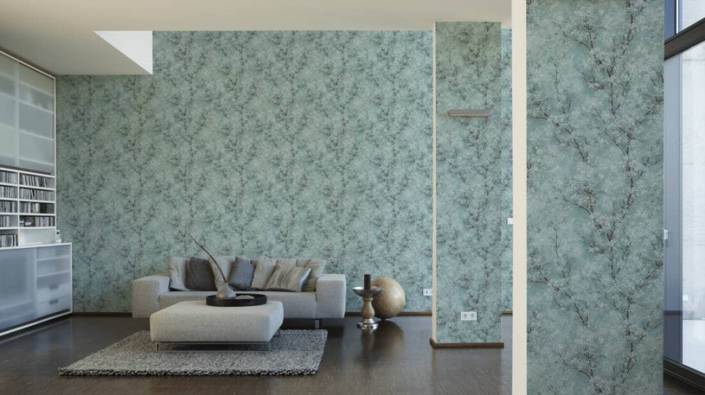 Sample, Floral Textured Wallpaper Featuring Tree Branches And Leaves, 374203