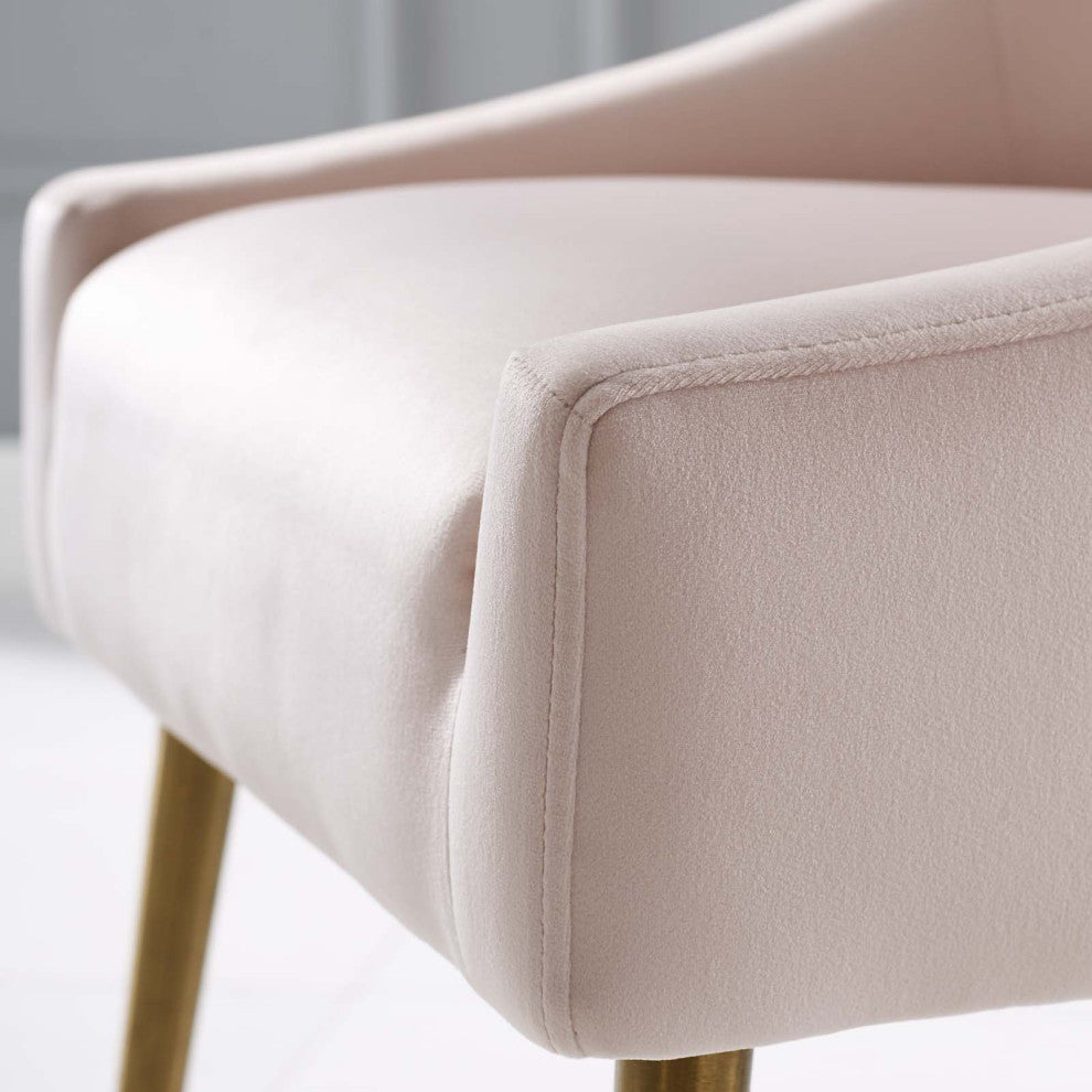 Contemporary Dining Room Side Dining Chair, Velvet Fabric Stainless Metal, Pink