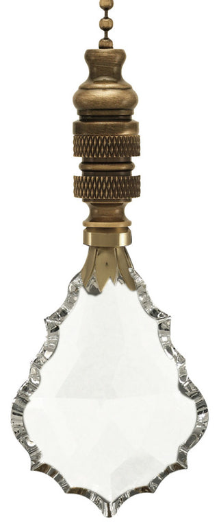 Crystal Gothic Cross Ceiling Fan Pull, 2.38"h with 12" Polished Brass Chain