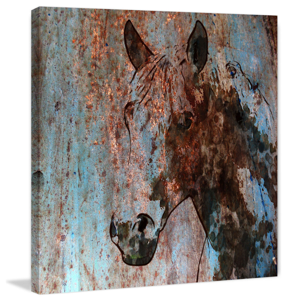 Marmont Hill, "Rustic Horse II" by Irena Orlov Painting on Wrapped Canvas, 18x18