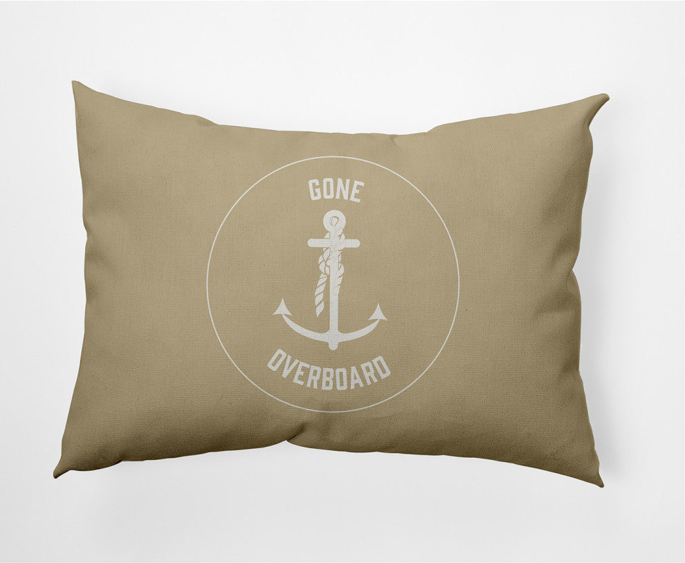 14x20" Gone Forever Overboard Nautical Decorative Indoor Pillow, Taupe