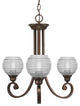 Curl Uplight, 3 Light, Chandelier Bronze Finish With 6" Clear Ribbed Glass