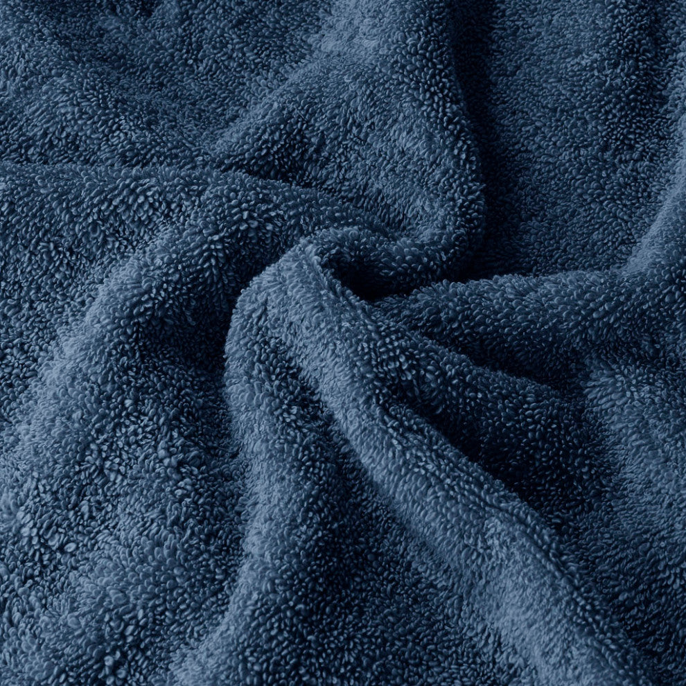 INK+IVY Nova Terry Cotton 630gsm Fringed 6-Piece Towel Set, Navy Blue