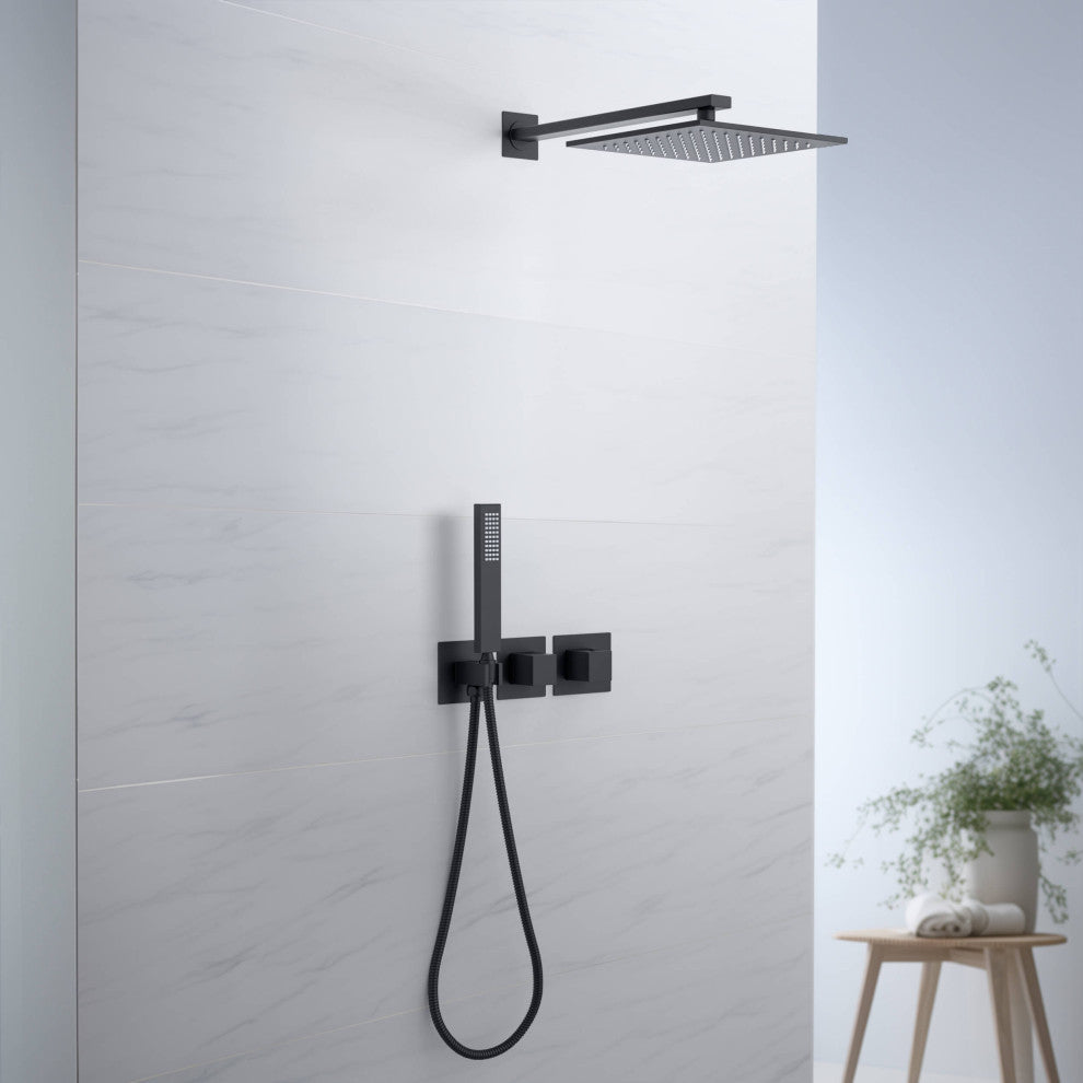 Cube 2 Function Thermostatic Shower System, Rough, Valve, Matte Black