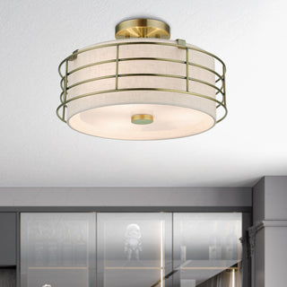 Blanchard 3-Light Antique Brass Large Semi-Flush