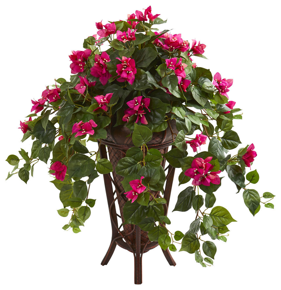 Bougainvillea Artificial Plant in Stand Planter, Pink