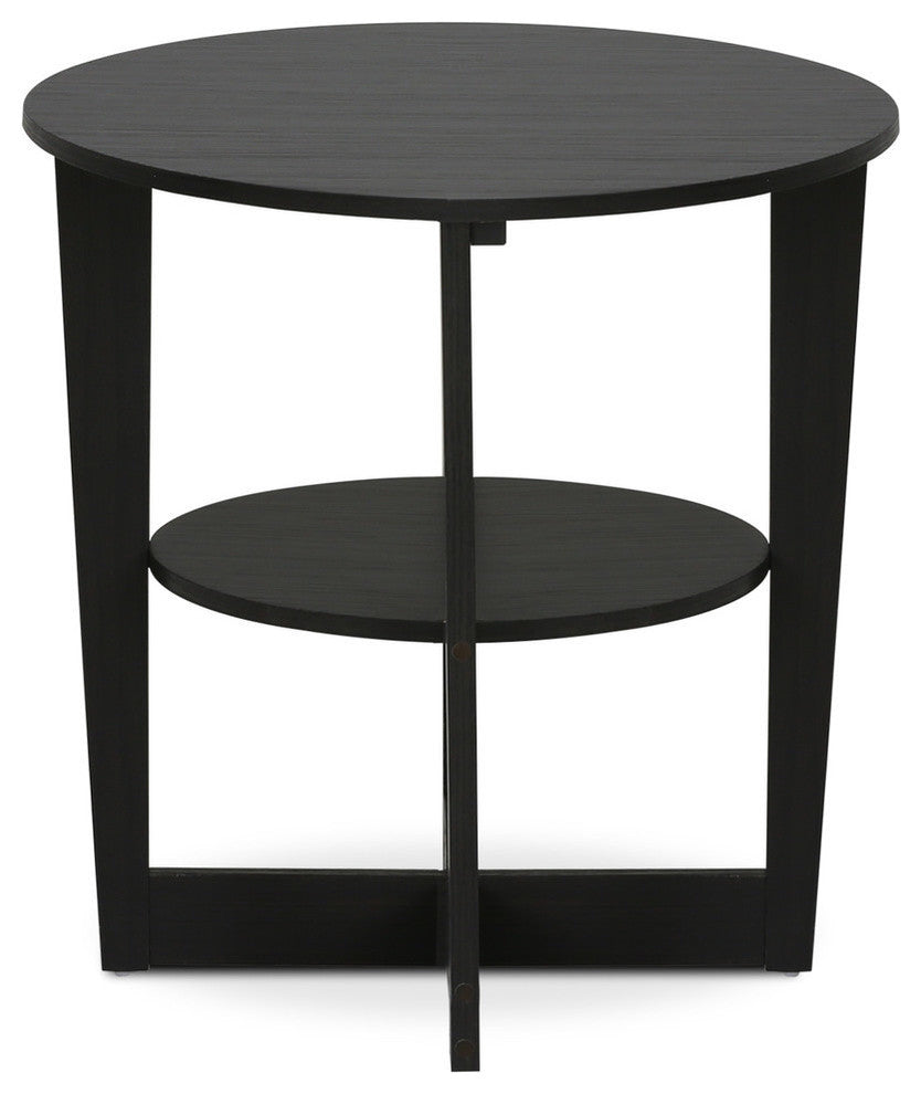 Furinno Round End Table, Walnut