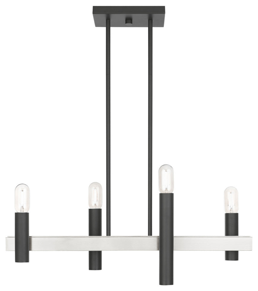 Livex Helsinki 4 Light Scandinavian Gray, Brushed Nickel Linear Chandelier