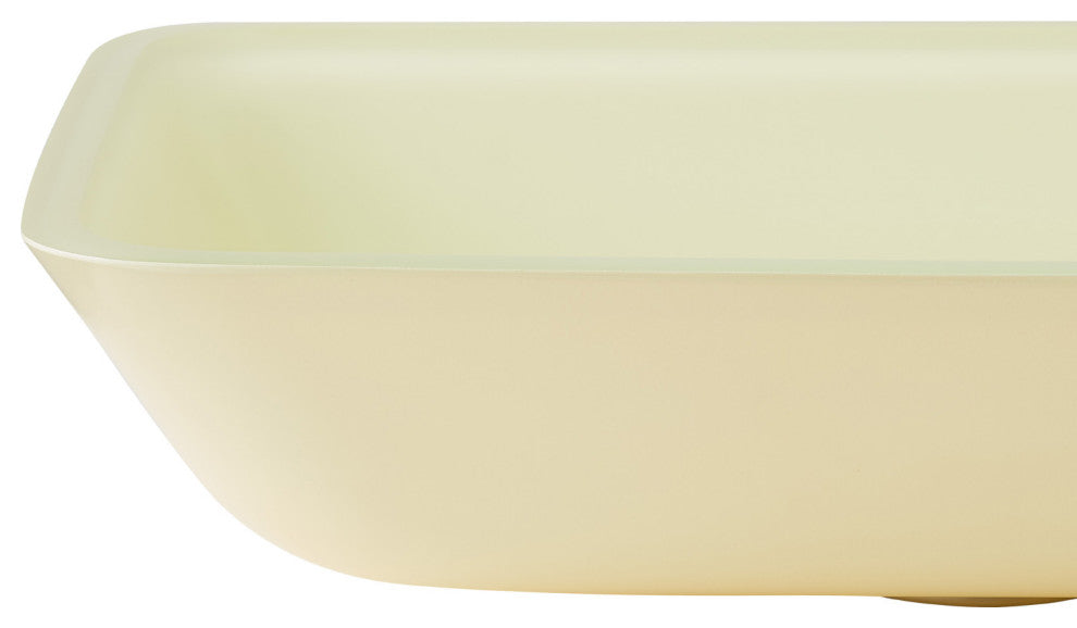 Glass Rectangular Vessel Bathroom Sink without Faucet, Matte White