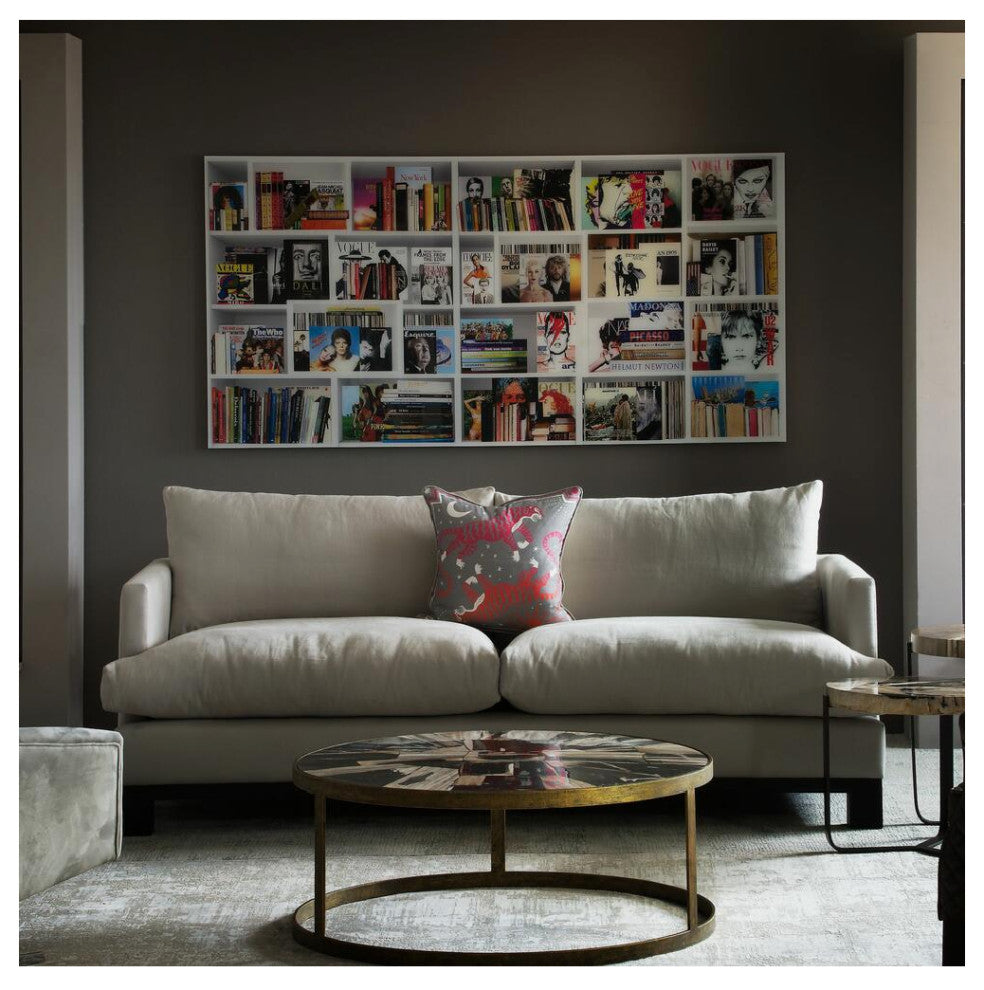 Brass Framed Round Wooden Coffee Table | Andrew Martin Carlos