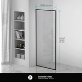 Single Fixed Glass Shower Panel - Clear Tempered Full Frame Shower Glass Door, Black, 34"