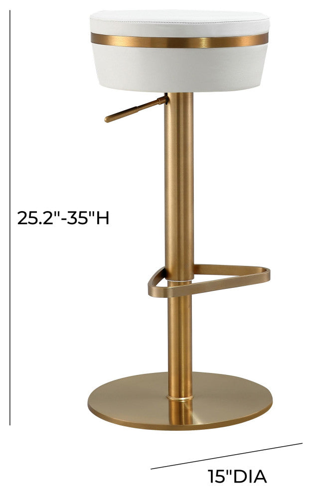 TOV Furniture Astro White and Gold Adjustable Stool